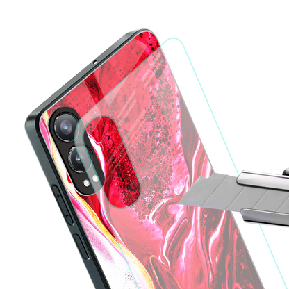 magical pink liquid marble back phone cover | glass case for oneplus nord ce 4 lite