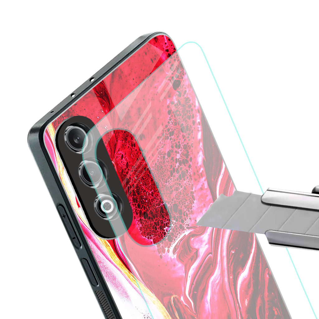magical pink liquid marble back phone cover | glass case for oneplus nord ce 4