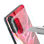 magical pink liquid marble back phone cover | glass case for oneplus nord ce 4