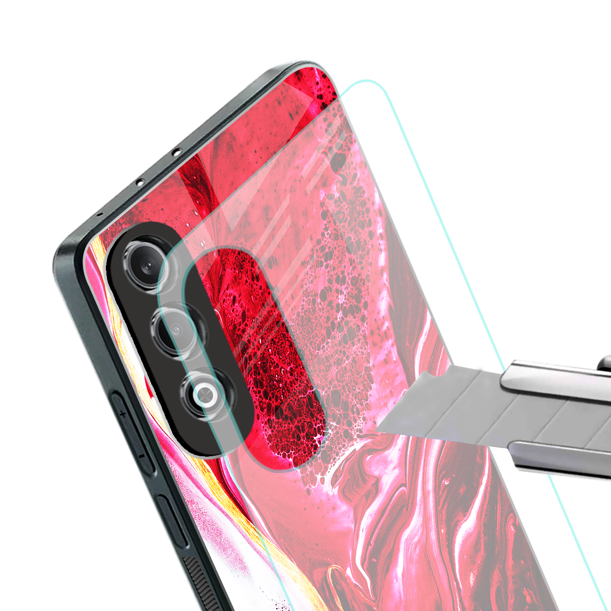 magical pink liquid marble back phone cover | glass case for oneplus nord ce 4