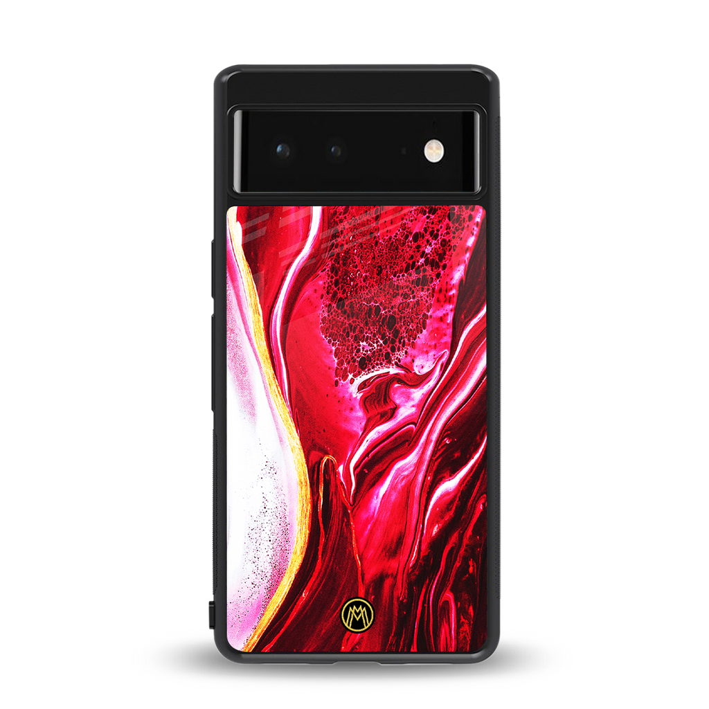 magical pink liquid marble back phone cover | glass case for google pixel 6