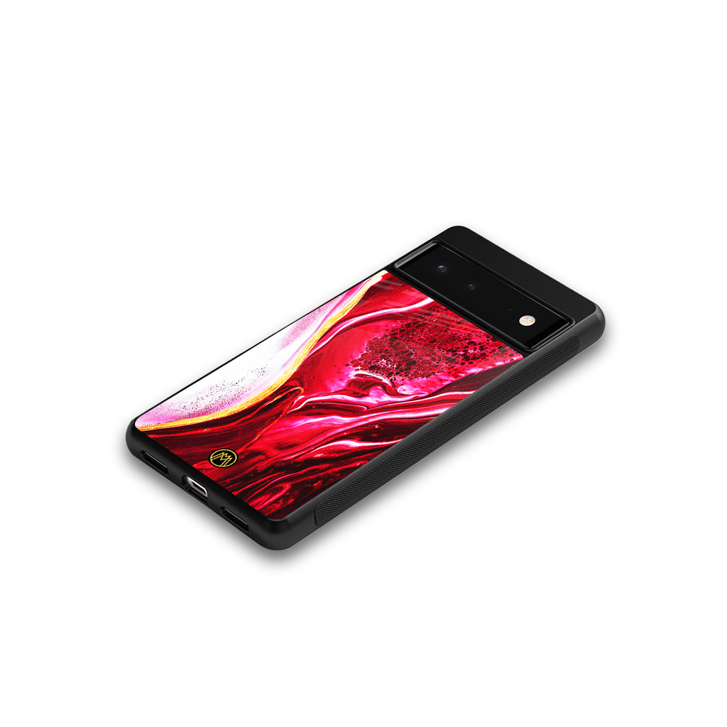 magical pink liquid marble back phone cover | glass case for google pixel 6