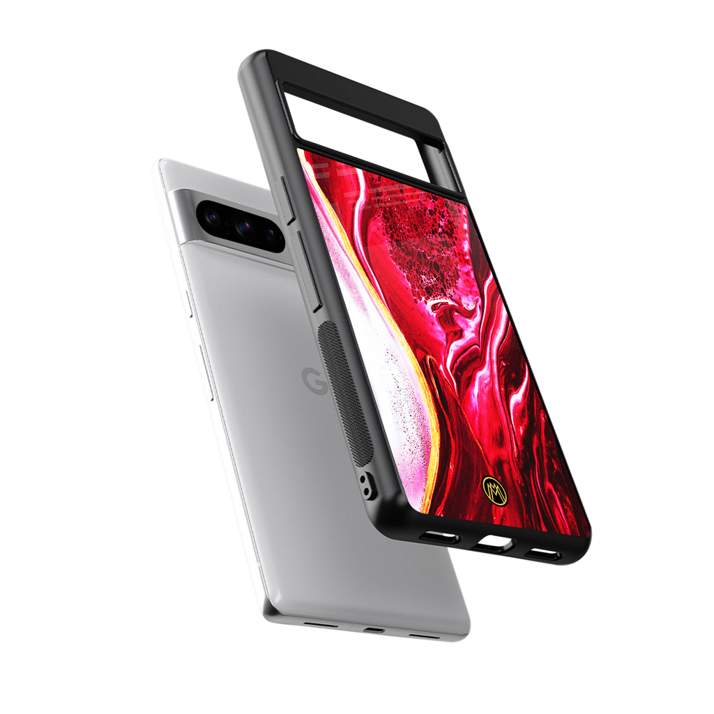 magical pink liquid marble back phone cover | glass case for google pixel 8 pro