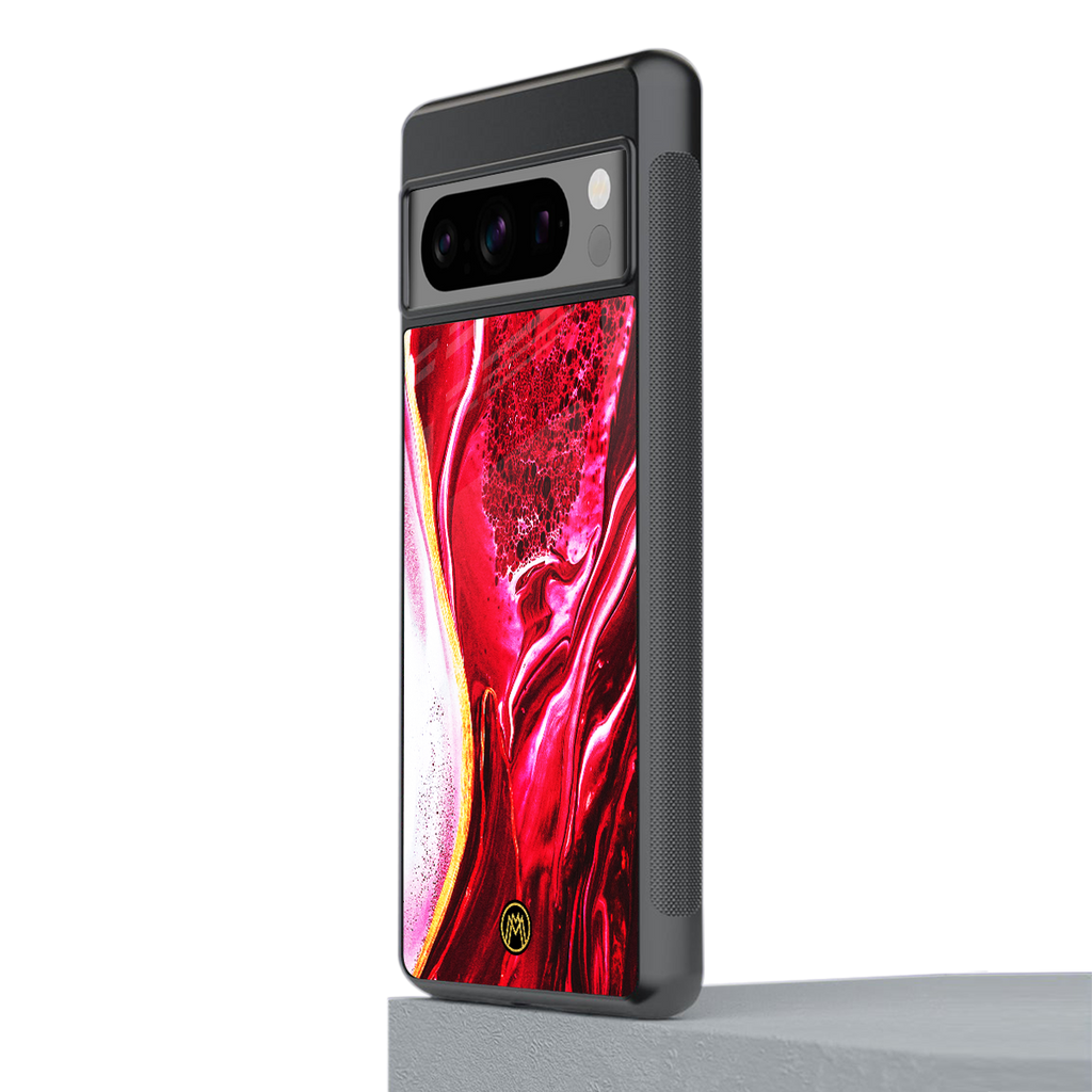 magical pink liquid marble back phone cover | glass case for google pixel 8 pro