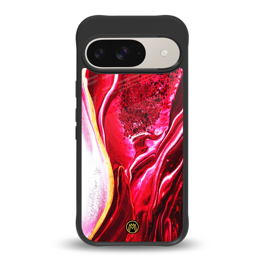 magical pink liquid marble back phone cover | glass case for google pixel 9