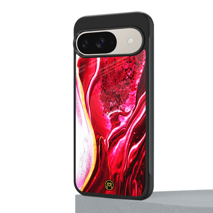 magical pink liquid marble back phone cover | glass case for google pixel 9