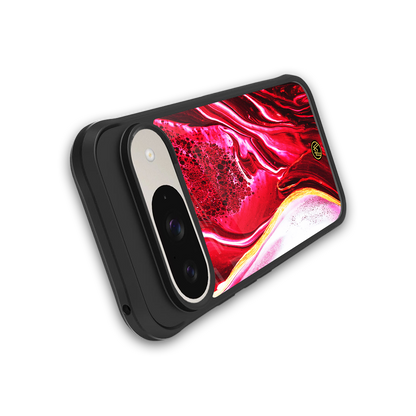 magical pink liquid marble back phone cover | glass case for google pixel 9