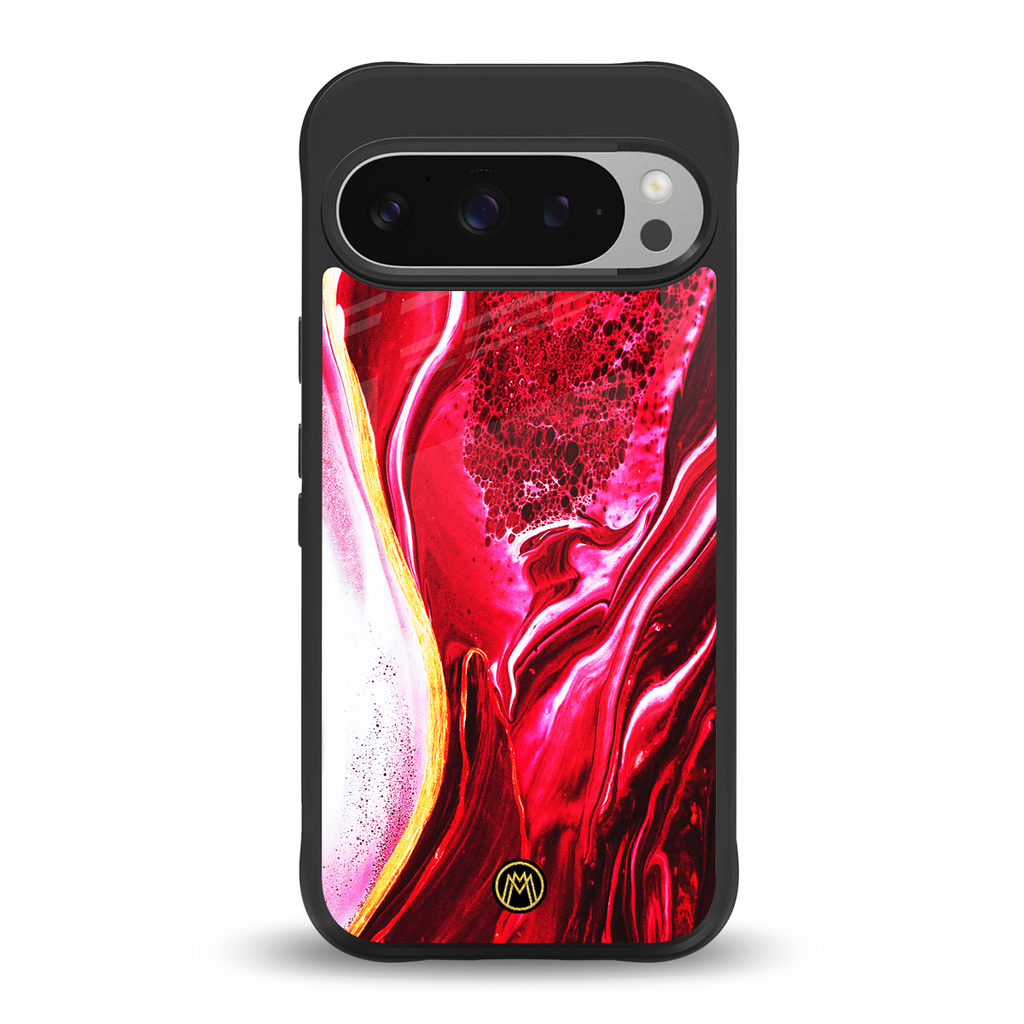 magical pink liquid marble back phone cover | glass case for google pixel 9 pro