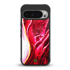 magical pink liquid marble back phone cover | glass case for google pixel 9 pro