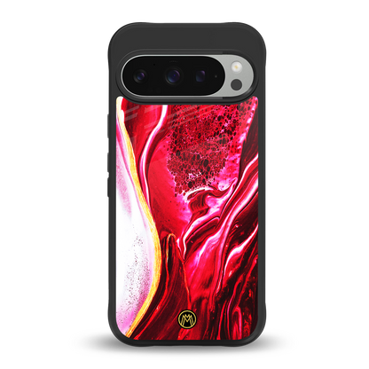 magical pink liquid marble back phone cover | glass case for google pixel 9 pro