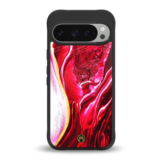 magical pink liquid marble back phone cover | glass case for google pixel 9 pro