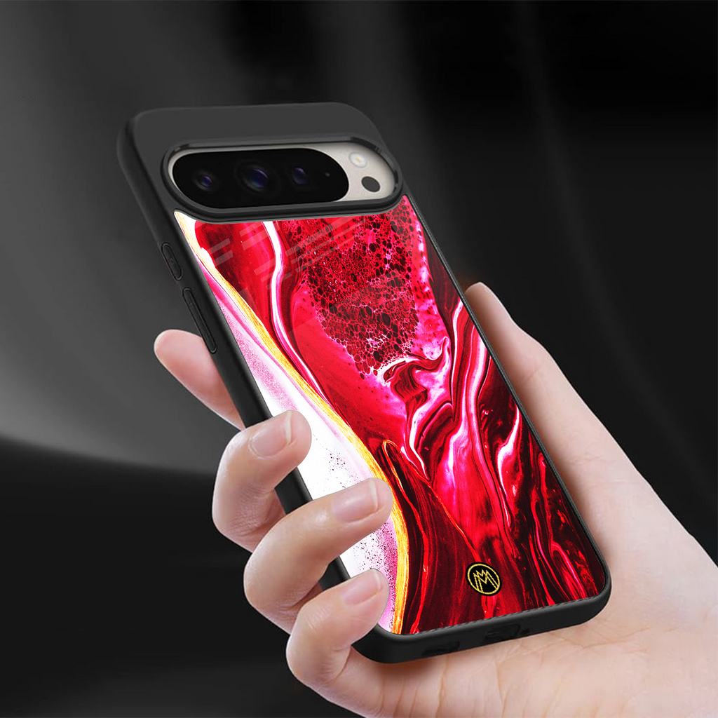 magical pink liquid marble back phone cover | glass case for google pixel 9 pro