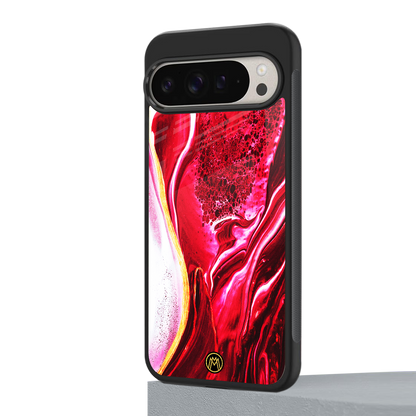 magical pink liquid marble back phone cover | glass case for google pixel 9 pro