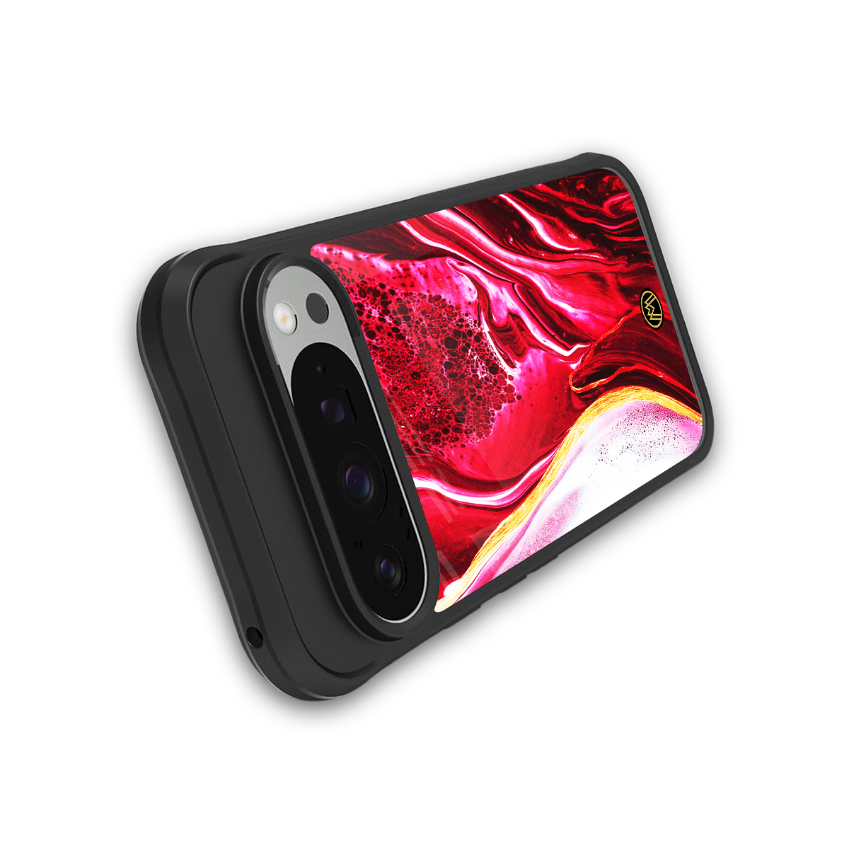 magical pink liquid marble back phone cover | glass case for google pixel 9 pro