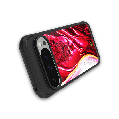 magical pink liquid marble back phone cover | glass case for google pixel 9 pro