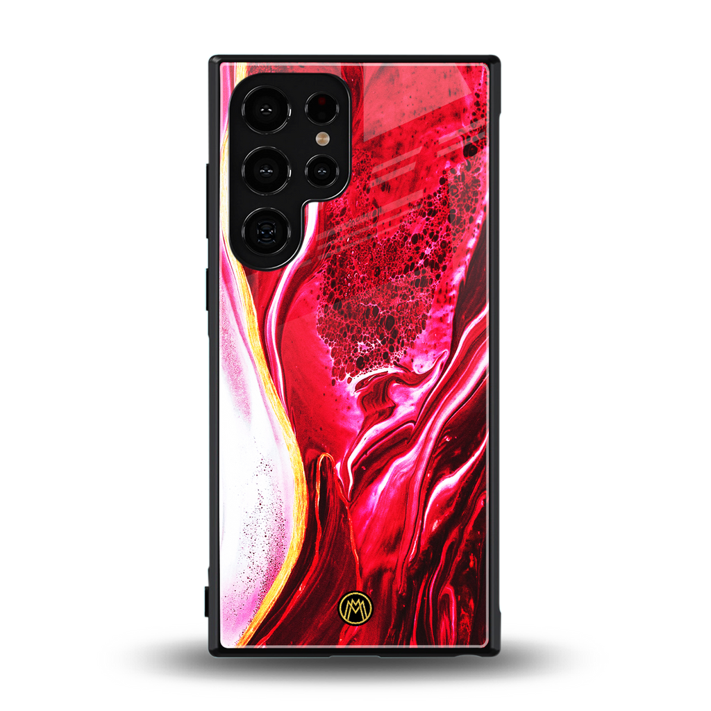 magical pink liquid marble back phone cover | glass case for samsung galaxy s24 ultra