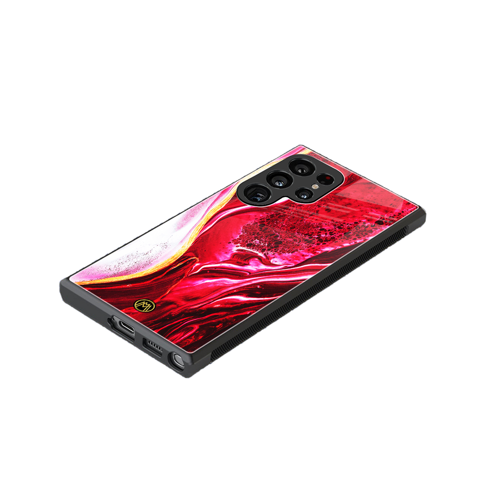 magical pink liquid marble back phone cover | glass case for samsung galaxy s23 ultra