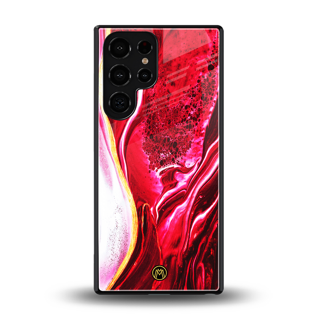 magical pink liquid marble back phone cover | glass case for samsung galaxy s25 ultra
