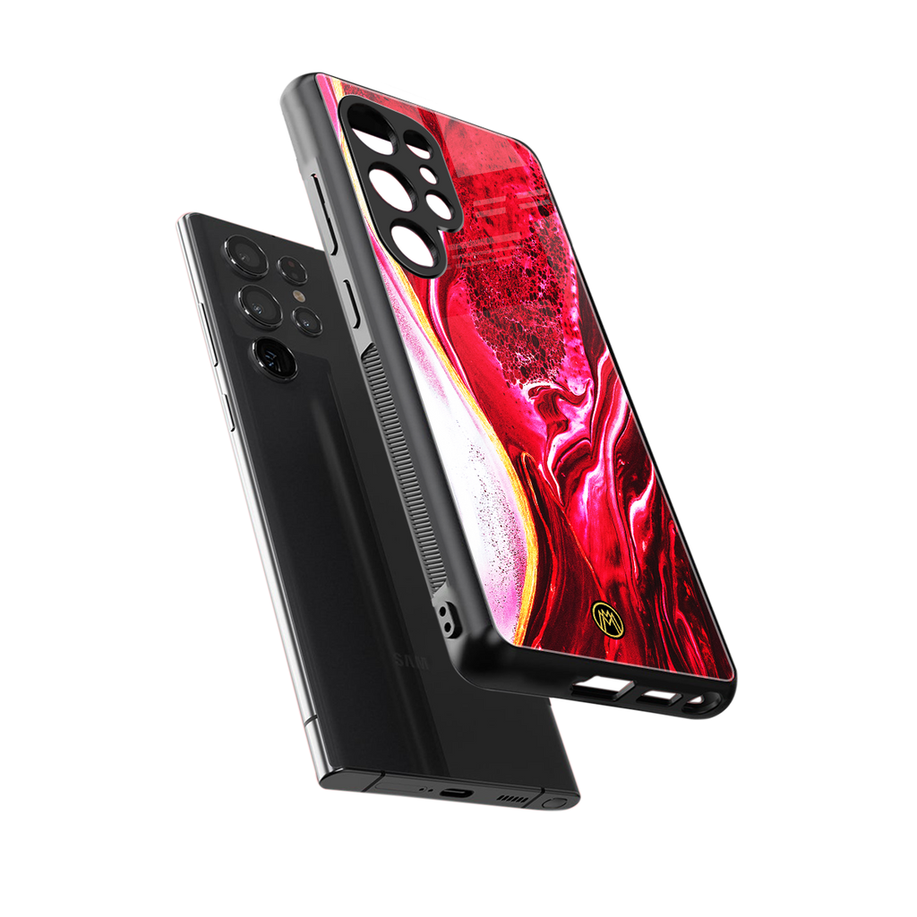 magical pink liquid marble back phone cover | glass case for samsung galaxy s25 ultra