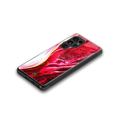 magical pink liquid marble back phone cover | glass case for samsung galaxy s25 ultra
