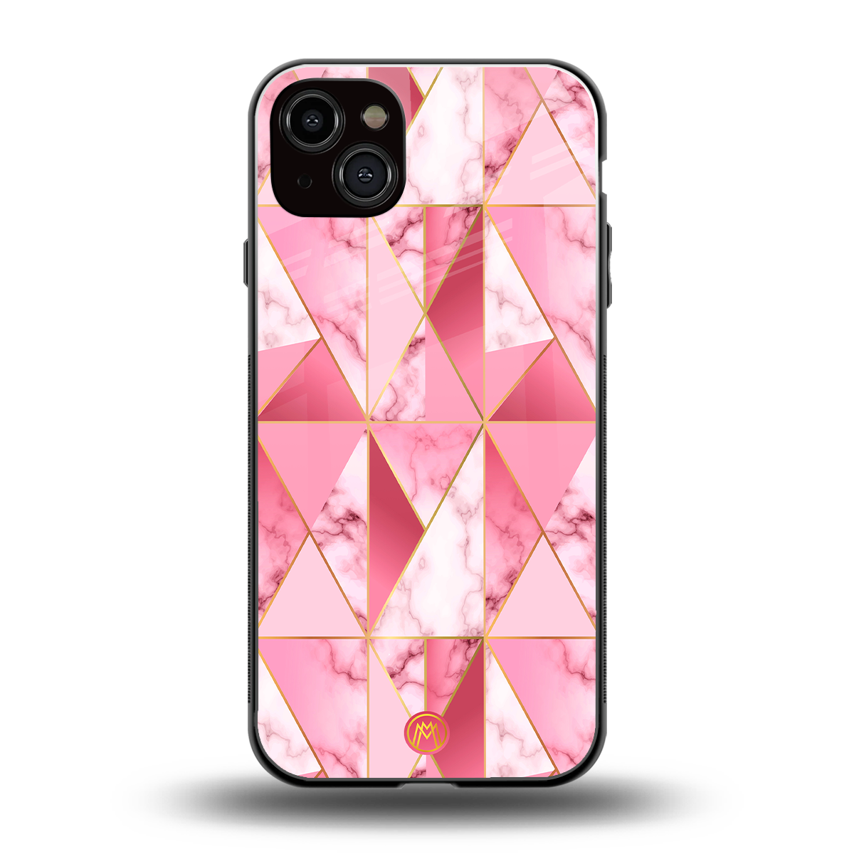 magical pink marble back phone cover | glass case for iphone 15 plus