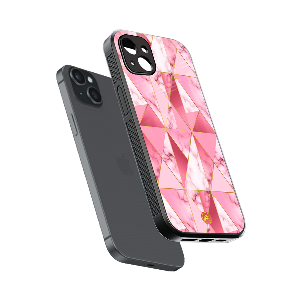 magical pink marble back phone cover | glass case for iphone 15 plus