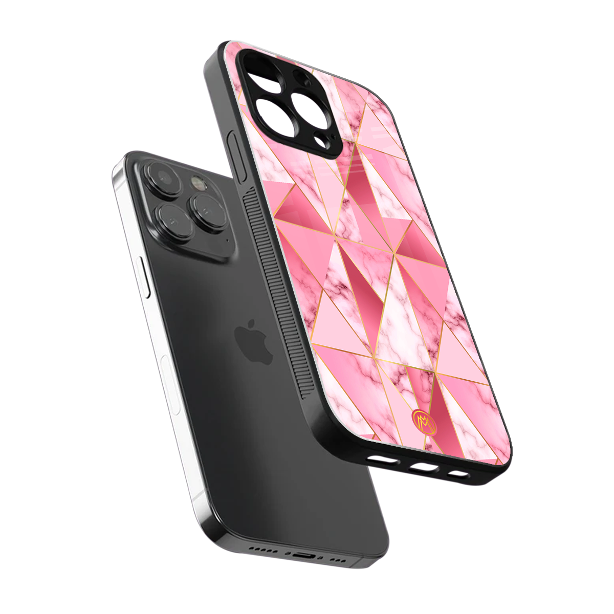 magical pink marble back phone cover | glass case for iphone 15 pro max