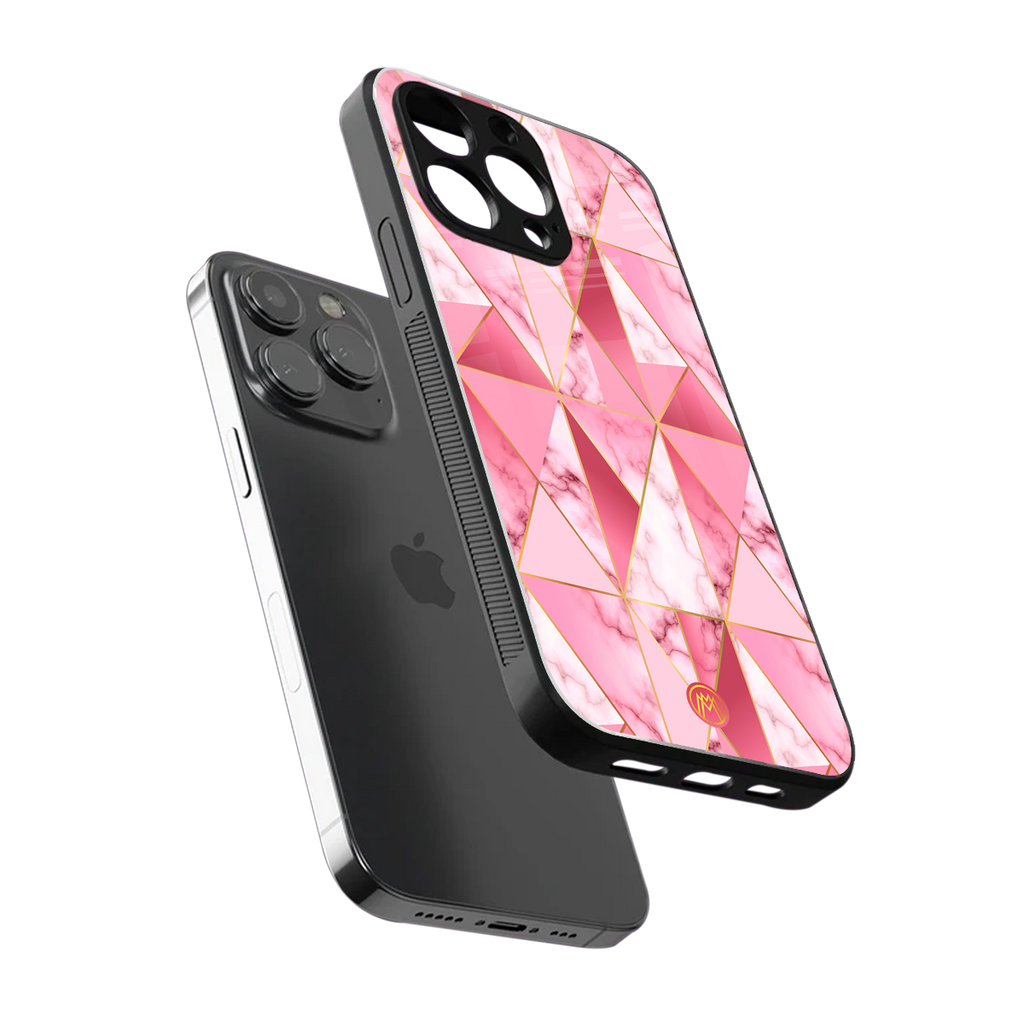 magical pink marble back phone cover | glass case for iphone 14 pro max