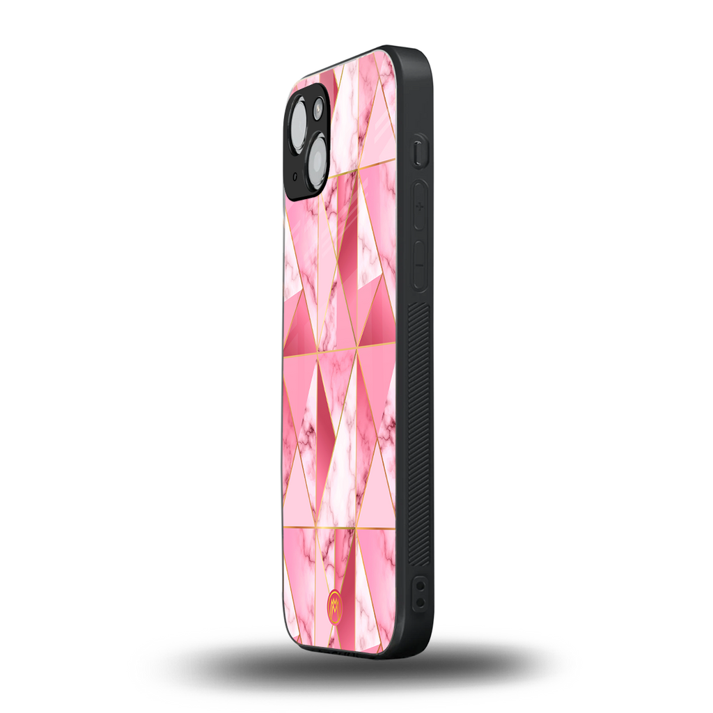 magical pink marble back phone cover | glass case for iphone 15