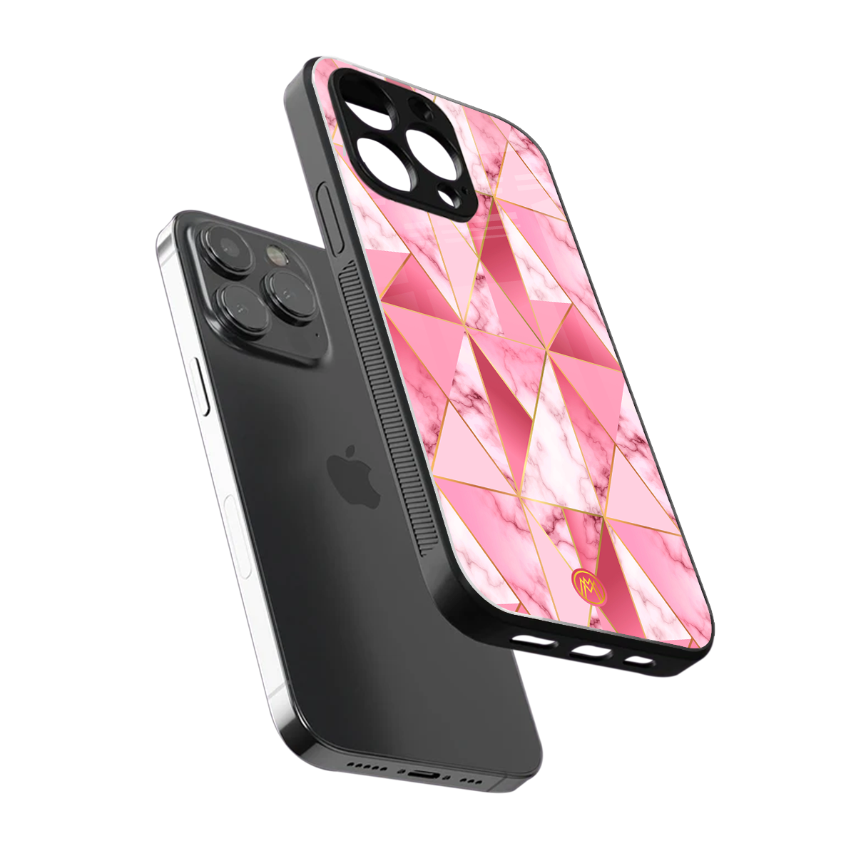 magical pink marble back phone cover | glass case for iphone 15 pro