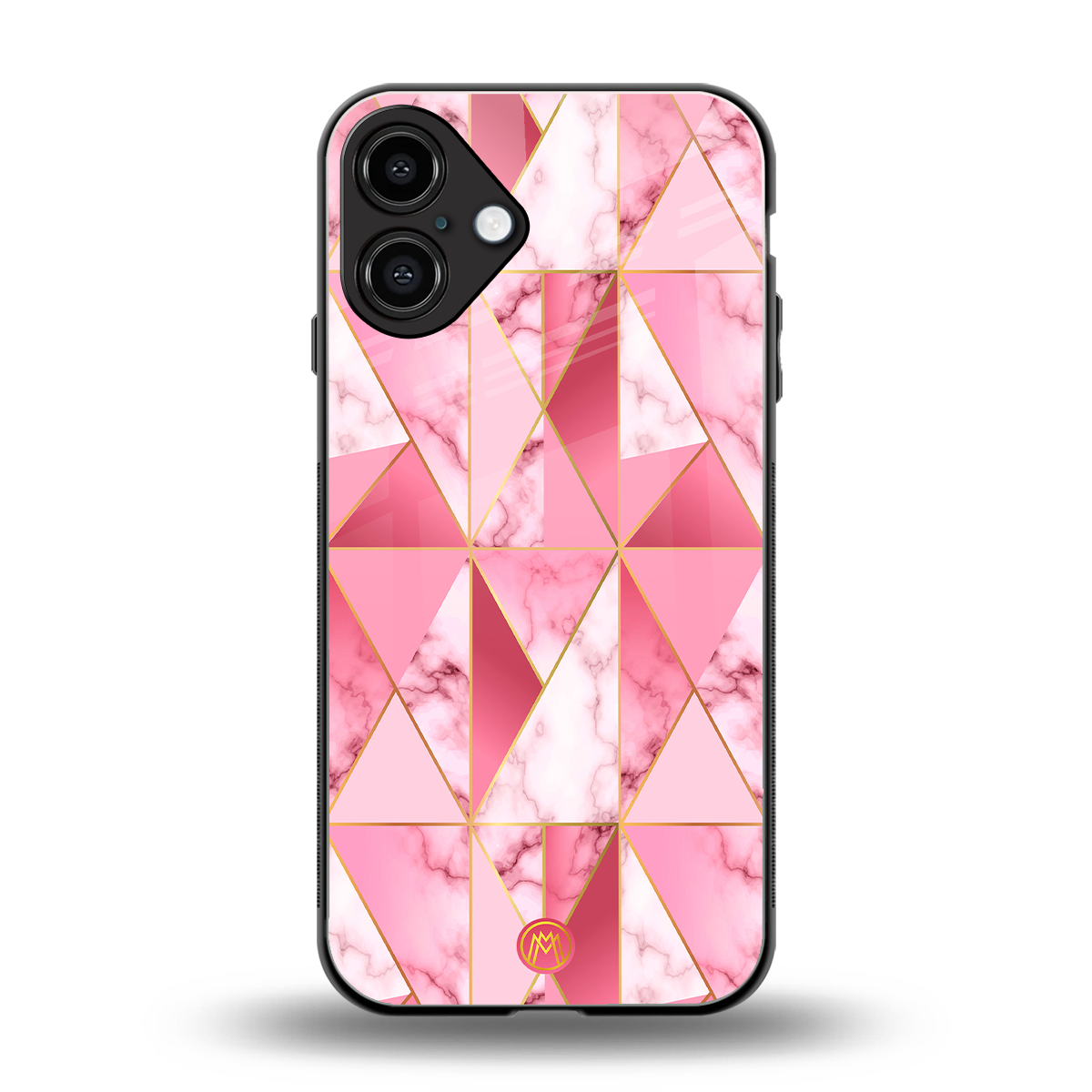 magical pink marble back phone cover | glass case for iphone 16 plus