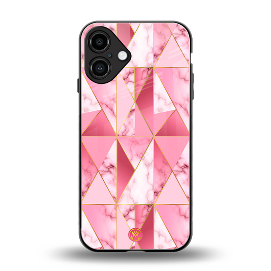 magical pink marble back phone cover | glass case for iphone 16 plus