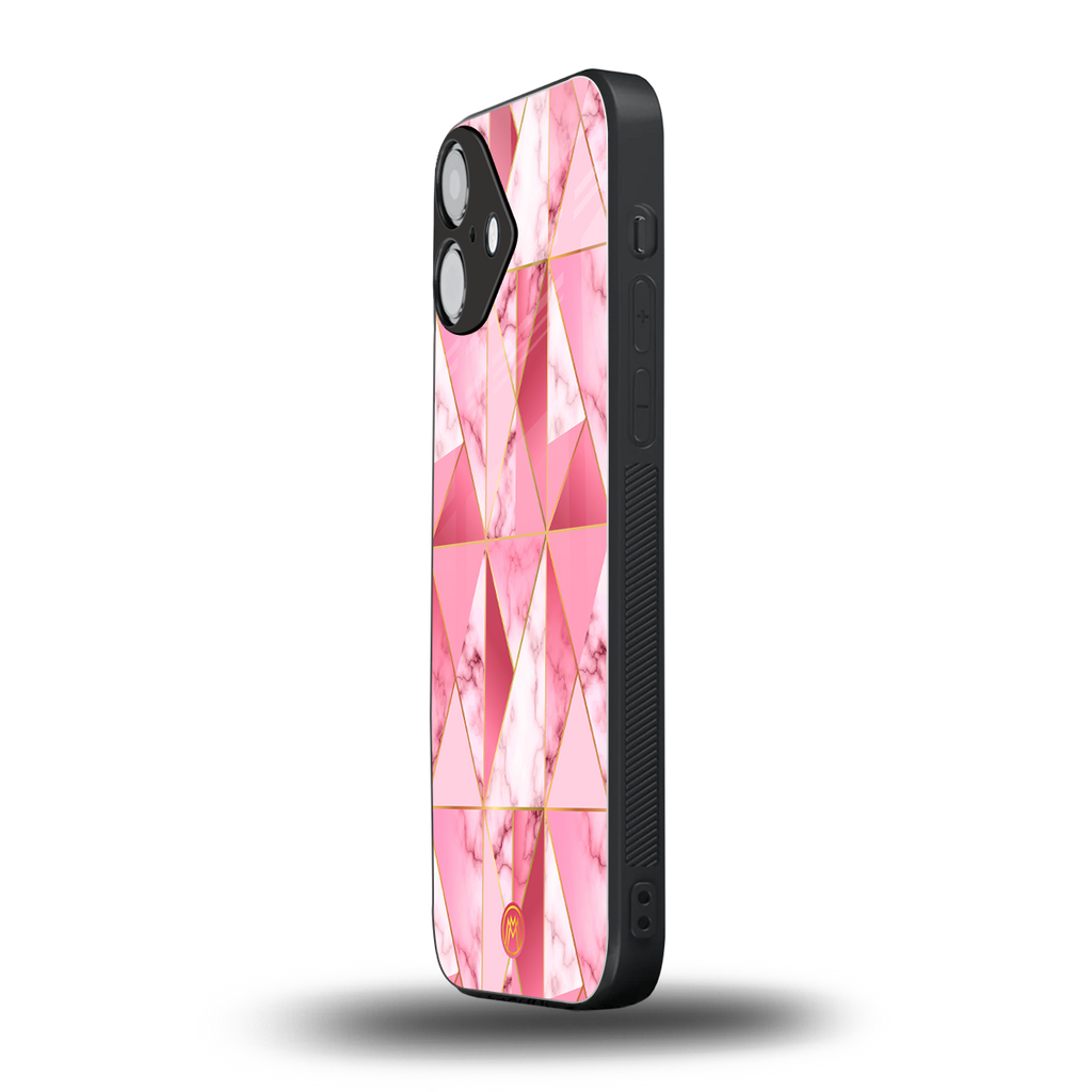 magical pink marble back phone cover | glass case for iphone 16 plus