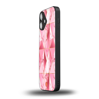 magical pink marble back phone cover | glass case for iphone 16 plus