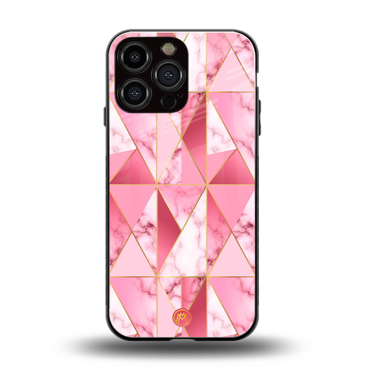 magical pink marble back phone cover | glass case for iphone 16 pro max