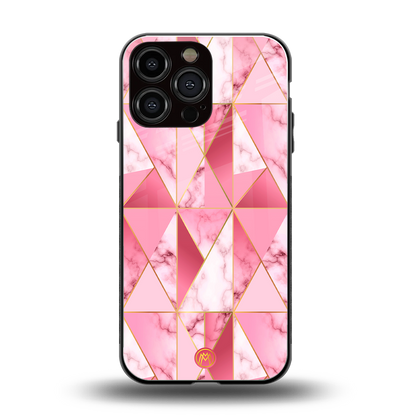 magical pink marble back phone cover | glass case for iphone 16 pro max