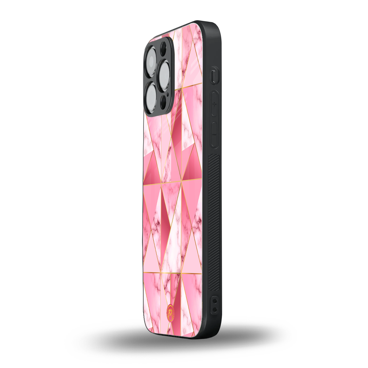 magical pink marble back phone cover | glass case for iphone 16 pro max