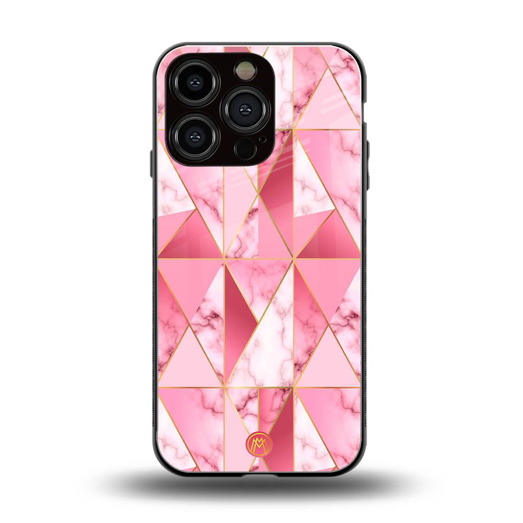 magical pink marble back phone cover | glass case for iphone 16 pro