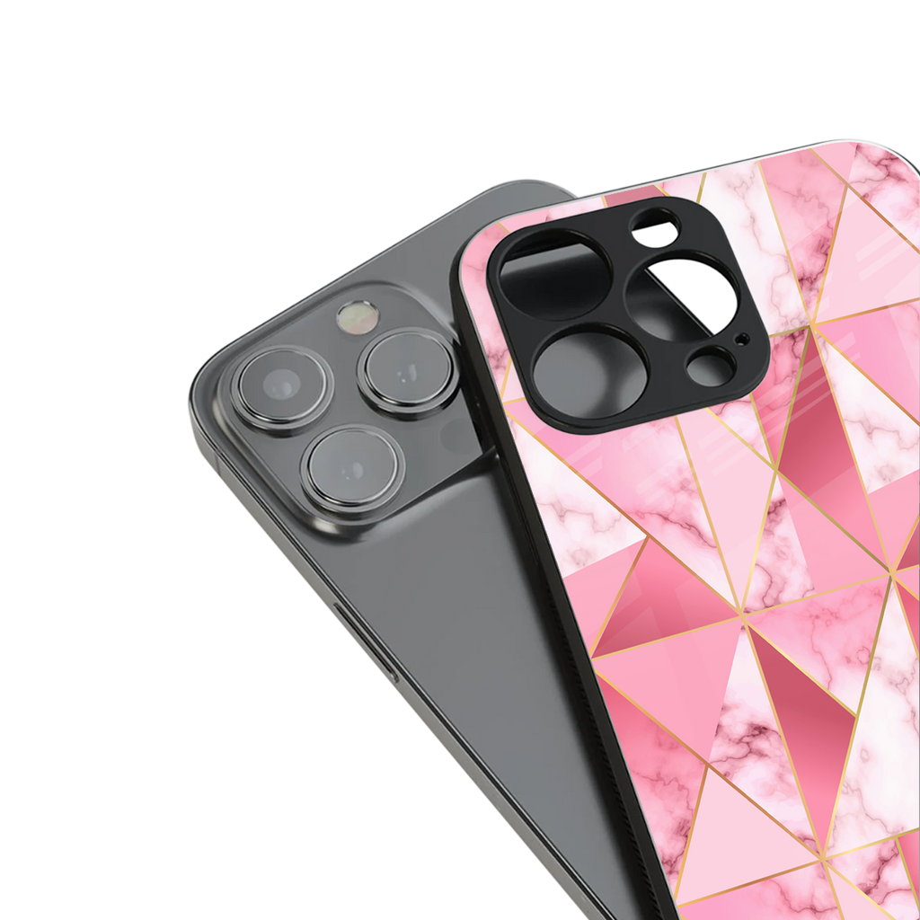 magical pink marble back phone cover | glass case for iphone 14 pro max