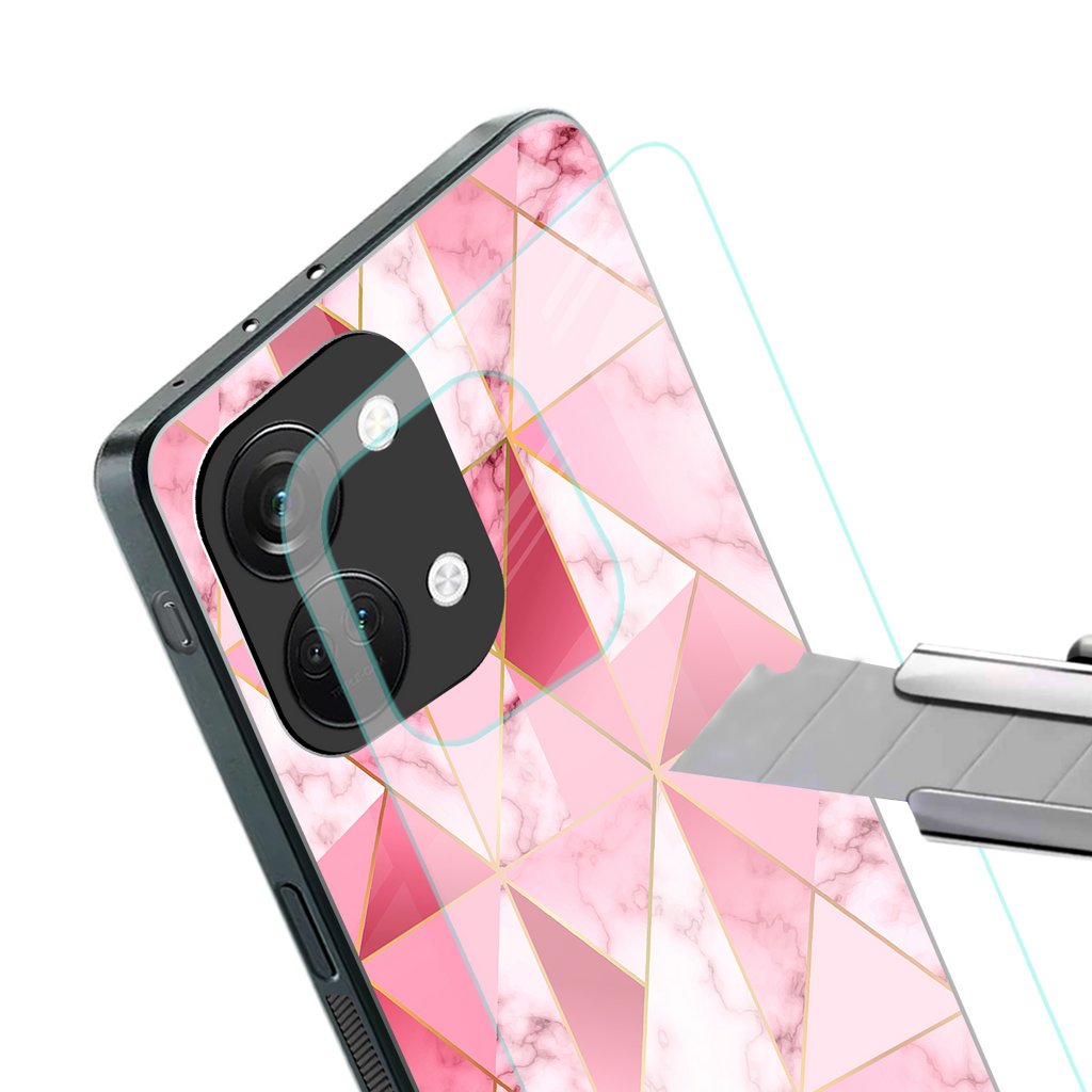 magical pink marble back phone cover | glass case for oneplus nord 3