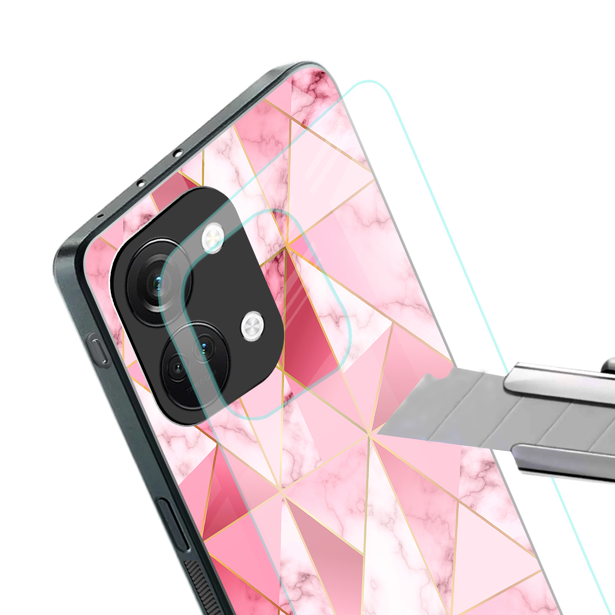 magical pink marble back phone cover | glass case for oneplus nord 3