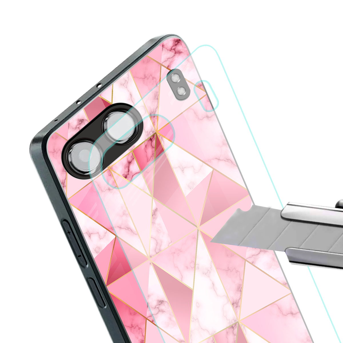 magical pink marble back phone cover | glass case for oneplus nord 4