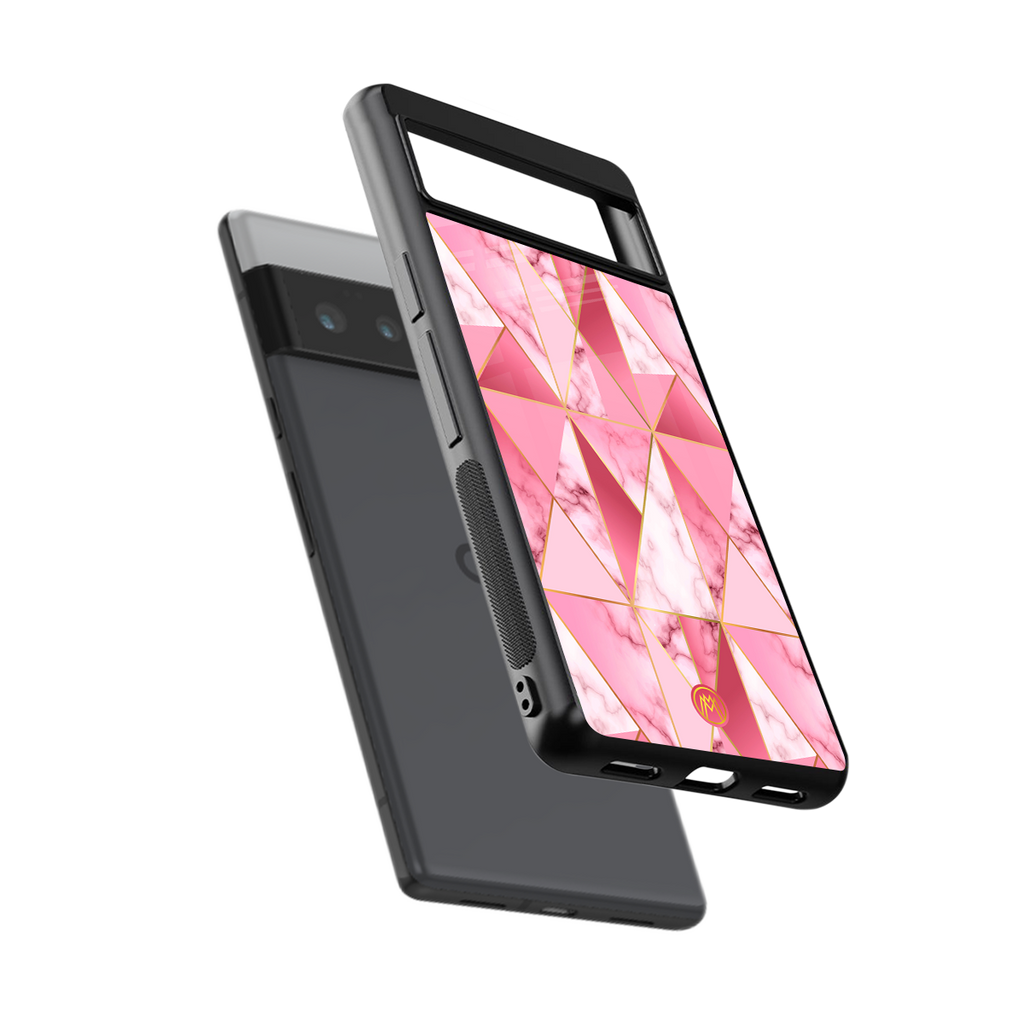 magical pink marble back phone cover | glass case for google pixel 6 pro