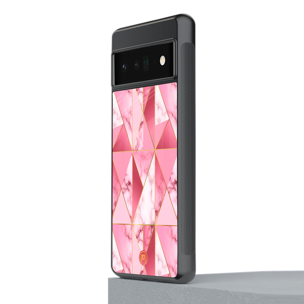 magical pink marble back phone cover | glass case for google pixel 6 pro