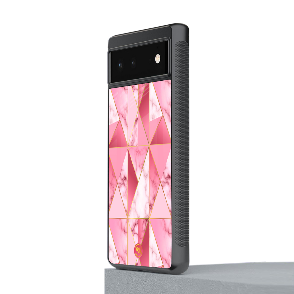 magical pink marble back phone cover | glass case for google pixel 6