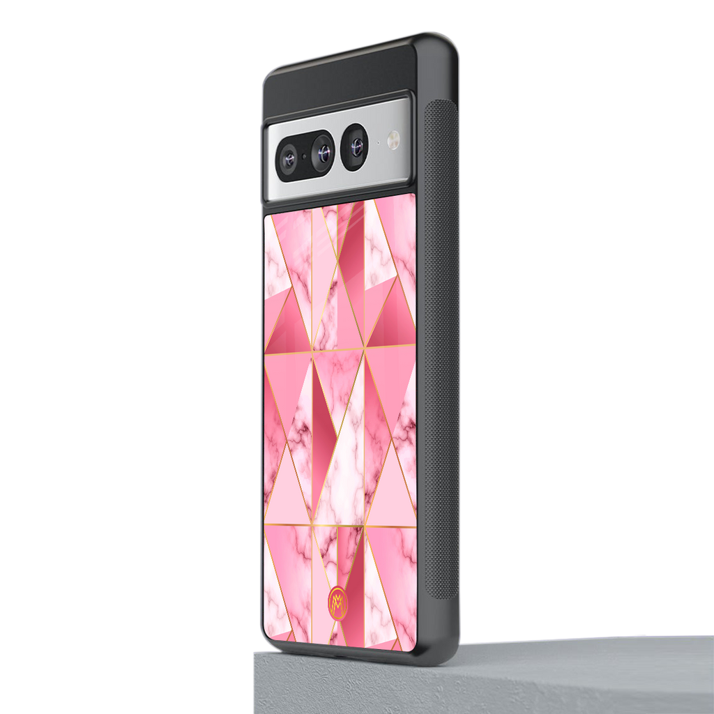 magical pink marble back phone cover | glass case for google pixel 7 pro