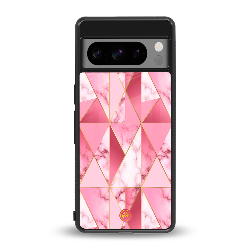 magical pink marble back phone cover | glass case for google pixel 8 pro