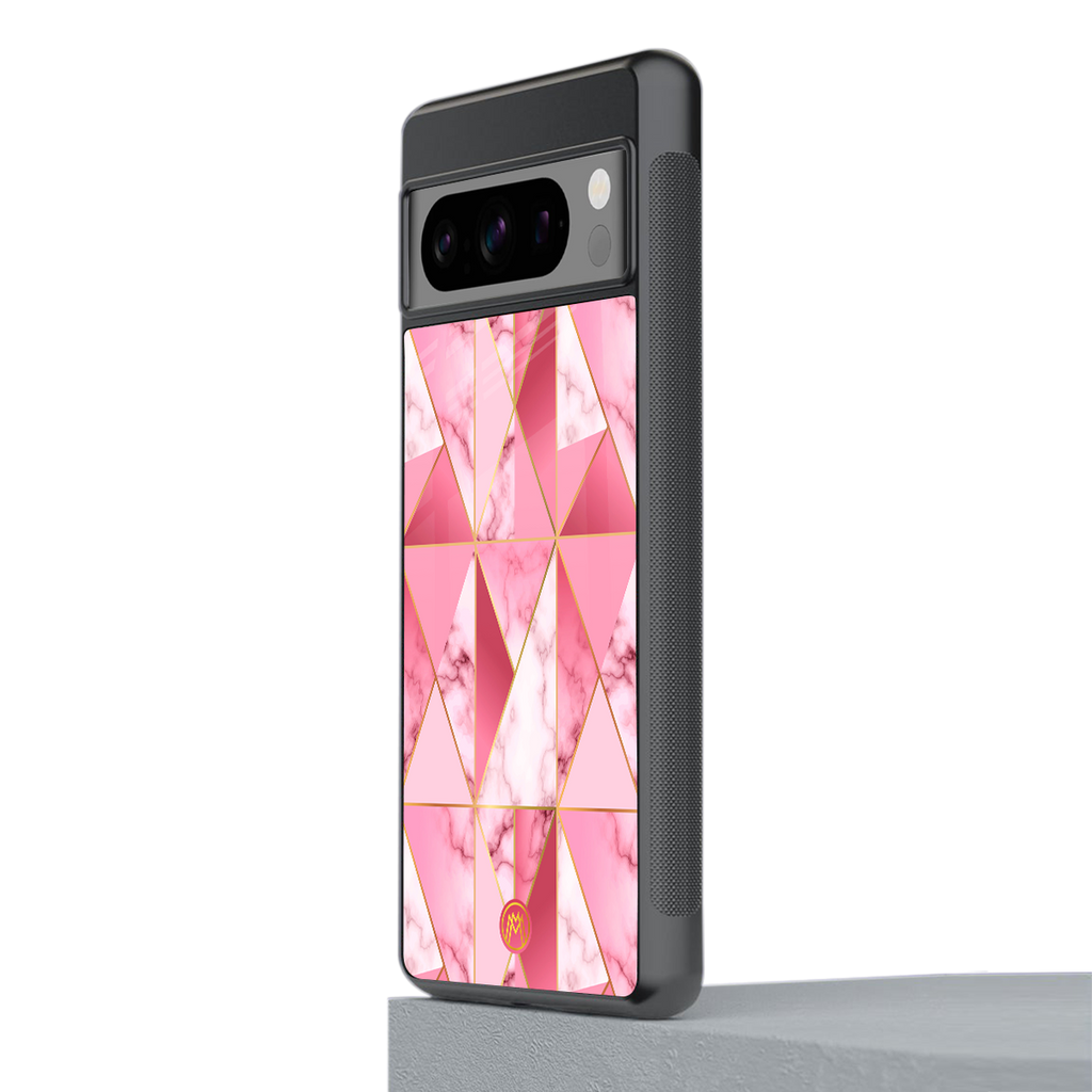 magical pink marble back phone cover | glass case for google pixel 8 pro