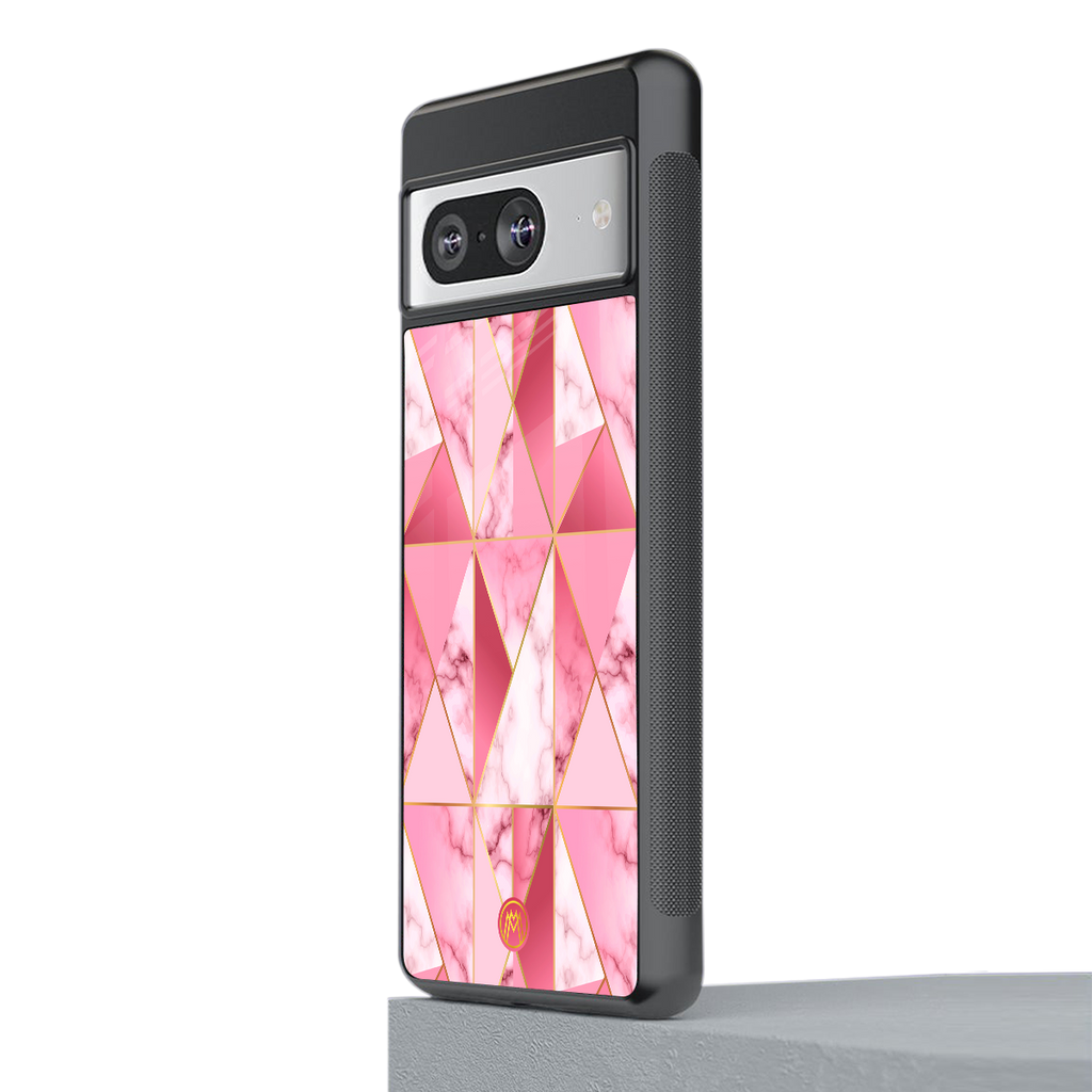 magical pink marble back phone cover | glass case for Google Pixel 8