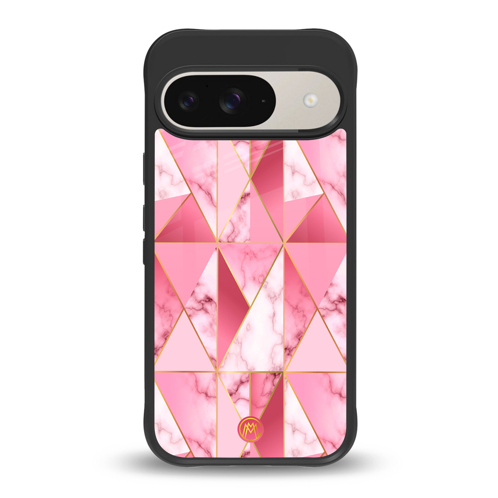 magical pink marble back phone cover | glass case for google pixel 9